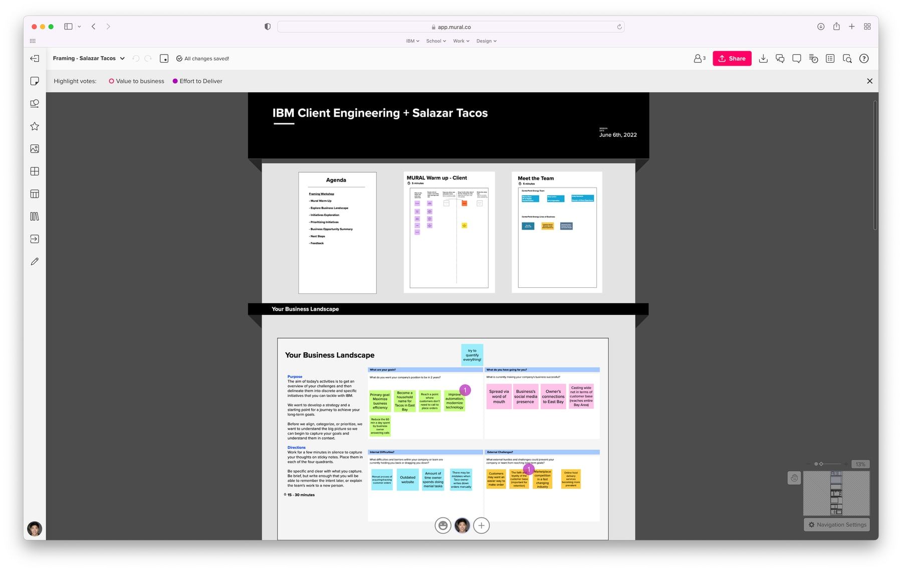 A framing canvas narrowing observations into a defined problem statement and constraints