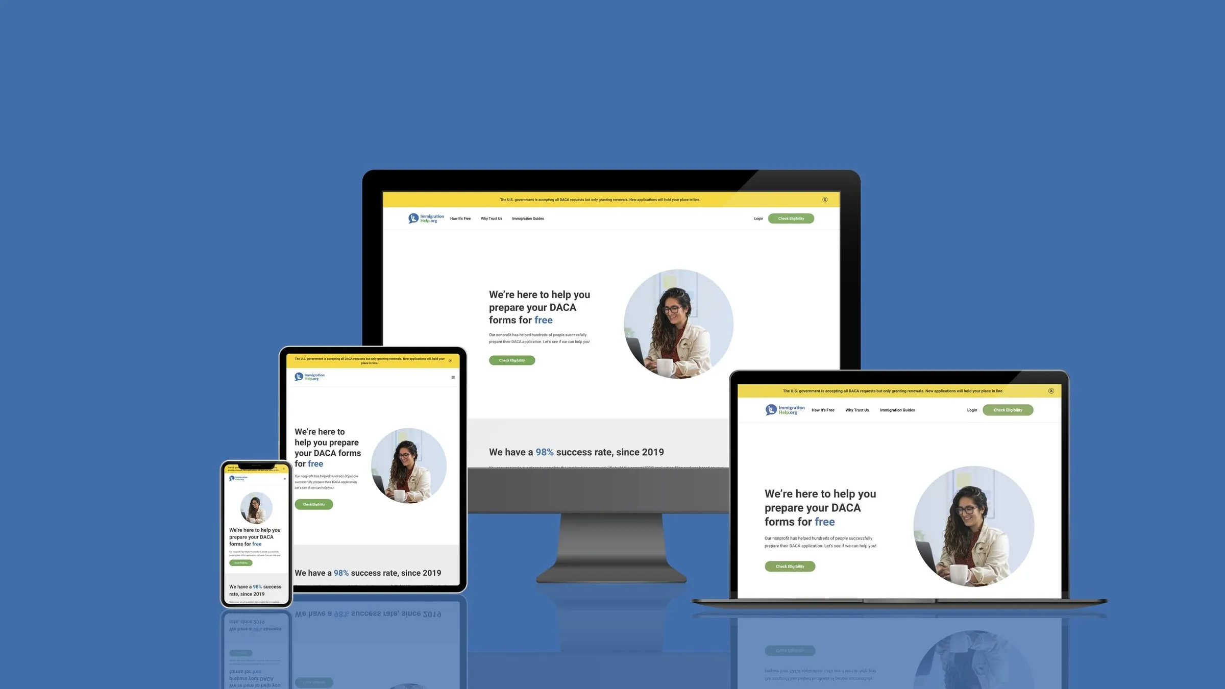 ImmigrationHelp.org project work, shown full width